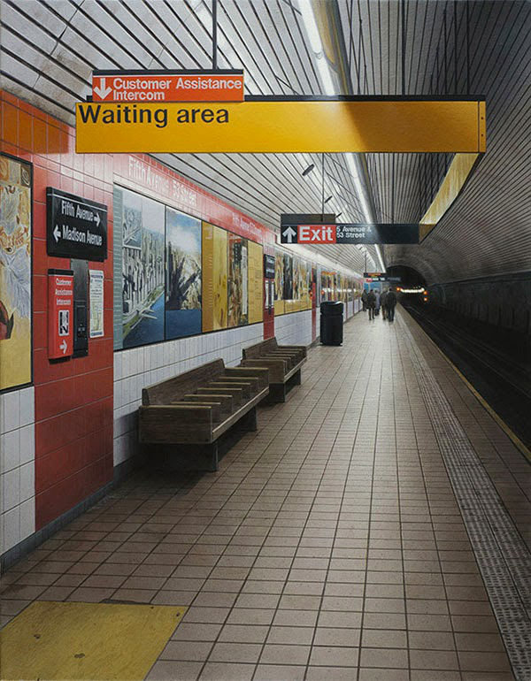 Surreal painting: a New York subway that is more realistic than a camera captures - top emoticon