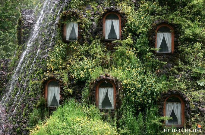 Magical magical wooden hotel, castle in the fairy forest--top emoticon