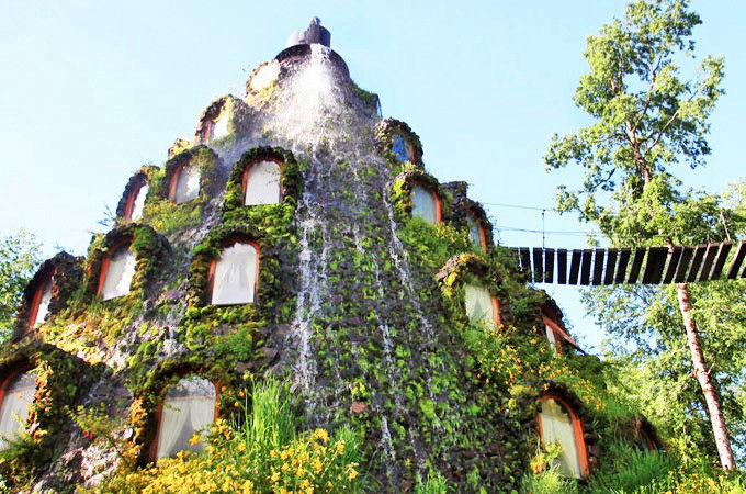 Magical magical wooden hotel, castle in the fairy forest--top emoticon