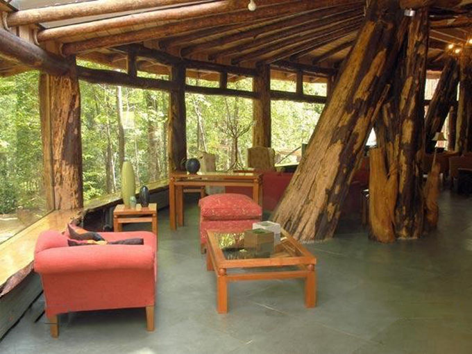 Magical magical wooden hotel, castle in the fairy forest--top emoticon