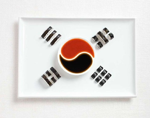 Flags of various countries made up of food. Learn knowledge and enjoy delicious food at the same time - top emoticon